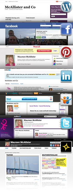 Maureen McAllister on Social Media. Wordpress, Facebook, Pinterest, LinkedIn, Slide Share, Twitter and Twylah.